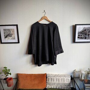 Universal Standard Women's Louise Long Sleeve Satin Blouse in Black - Plus Size